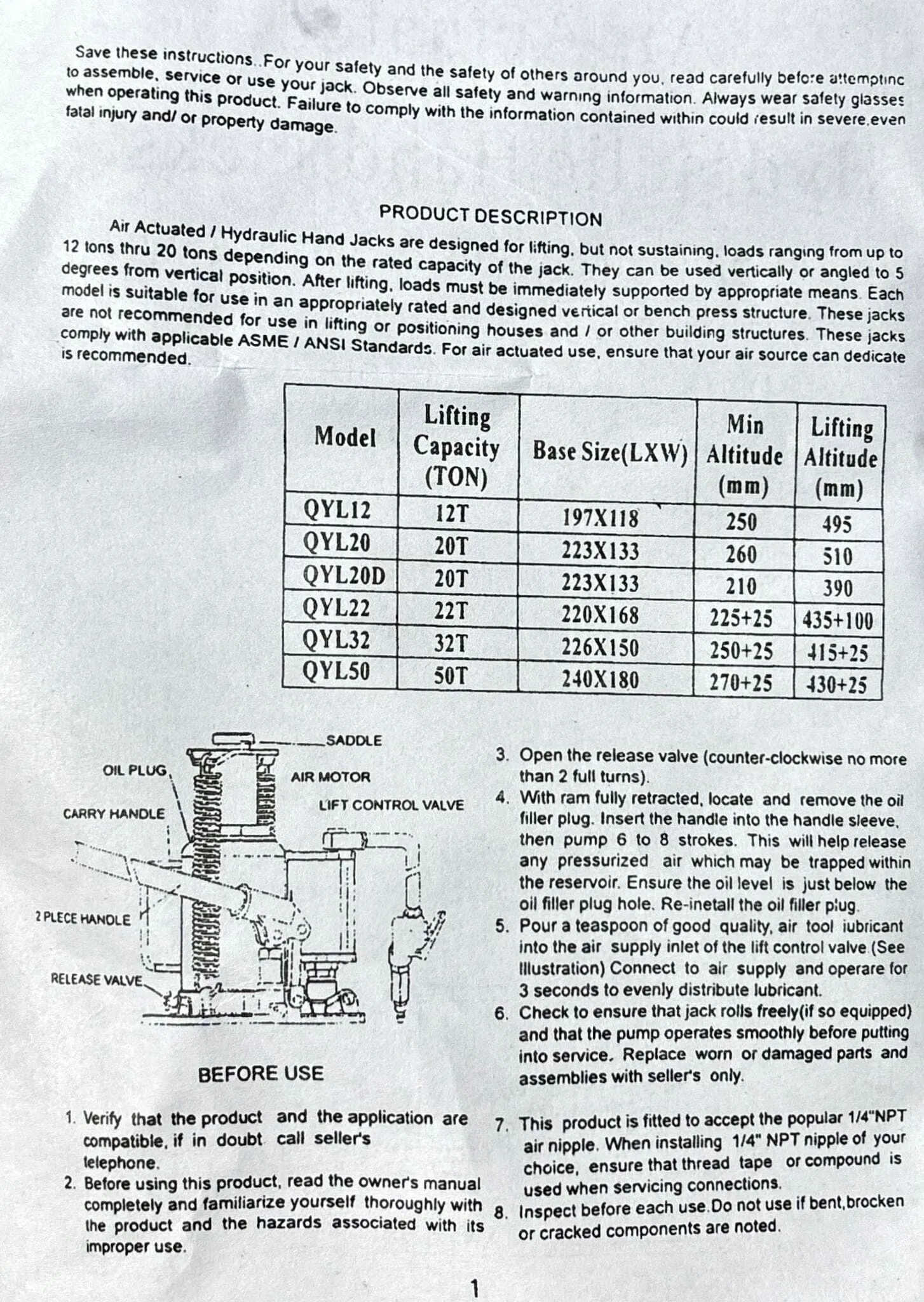 Aiko 30 Tons Air Bottle Hydraulic Jack | Model : BJ-T21030