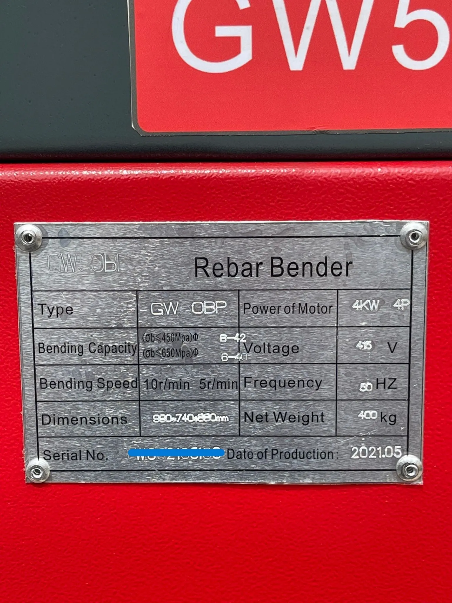 Aiko 415V 50Mm. 4Kw. 4P Rebar Bender | Mode : RBB-GW50BP