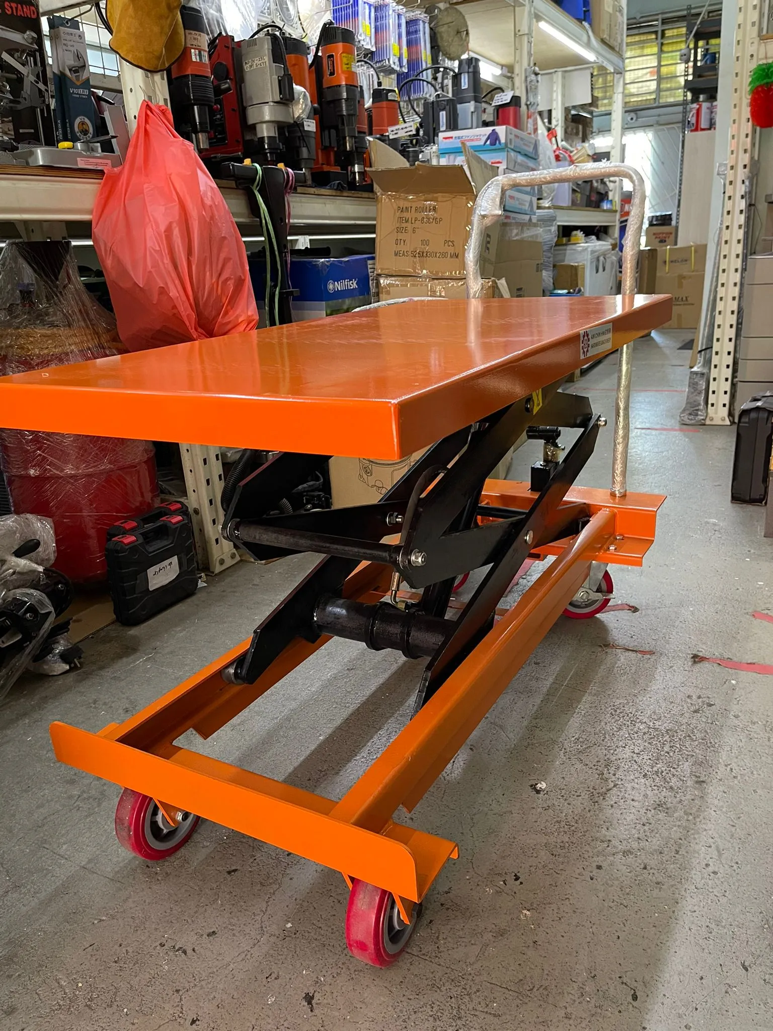 Aiko 800kg . 1500mm Hydraulic Scissor Table Lift Truck | Model : PT-WP800-1.5M