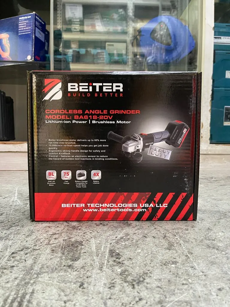 Beiter BA618-20V Cordless Angle Grinder 20V Brushless with 5.0Ah Batt Li-Ion 4 & Charger | Model : BA618-20V