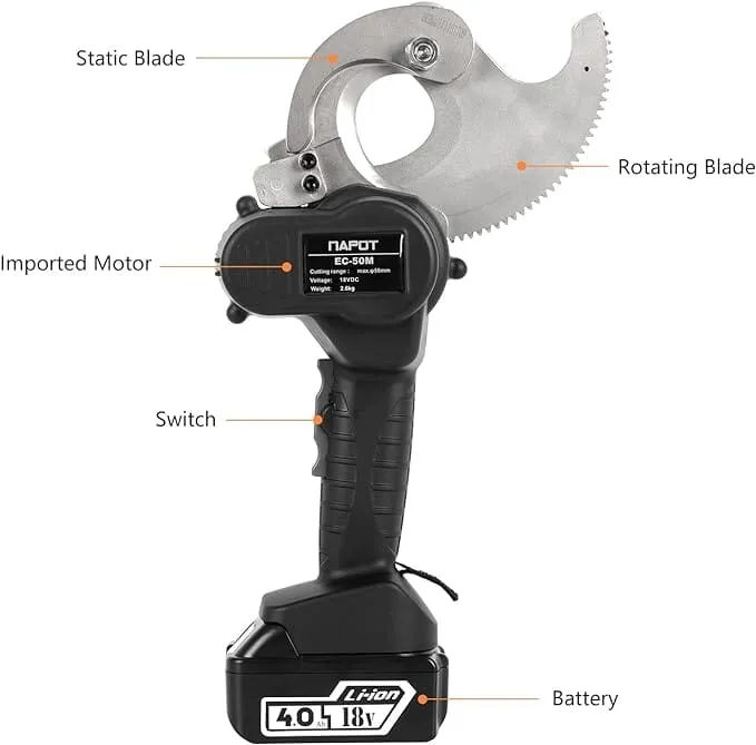 Cordless Battery Cable Cutter Comes With 2 Battery & 1 Charger | Model : EC-50M