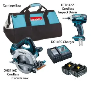 MAKITA 18V CORDLESS COMBO KIT DLX 2085 M. Includes Circular Saw. Impact Driver and 2x 4.0Ah Batteries