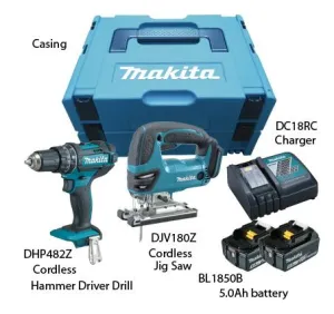 Makita 18V Cordless Combo Kit with Jig Saw (DJV180Z)   DLX 2209 TJ. includes ( Z )