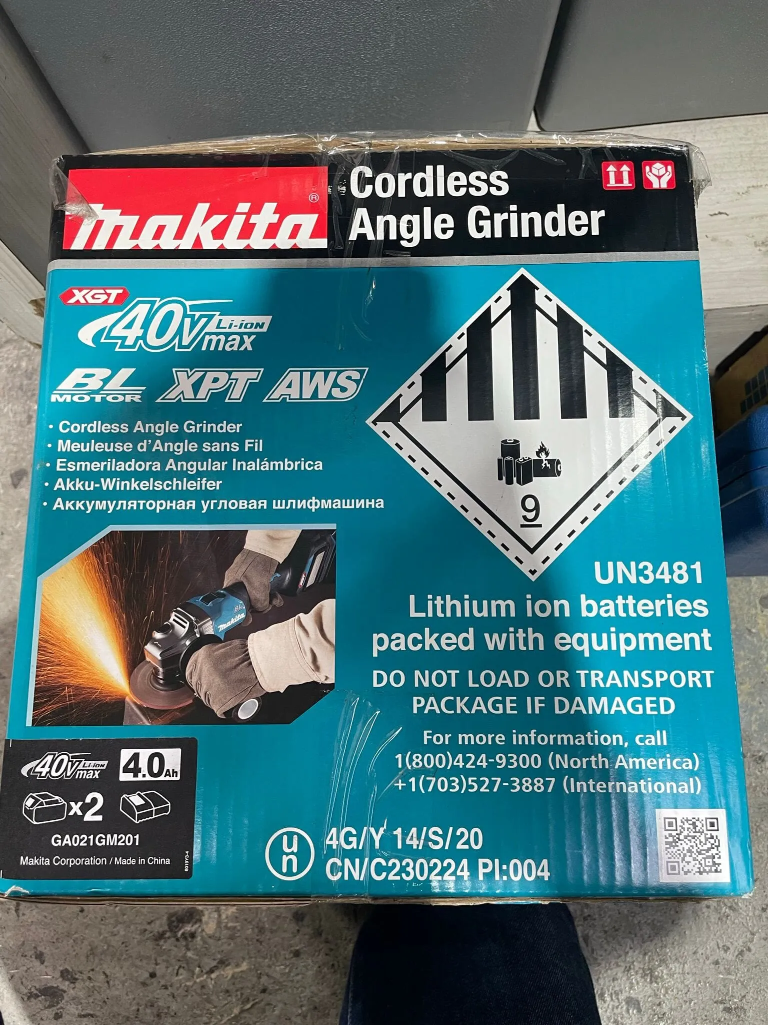 Makita 4 40V Cordless Brushless Angle Grinder GA021GM201 Come With 4.0Ah battery and Charger | Model : M-GA021GM201