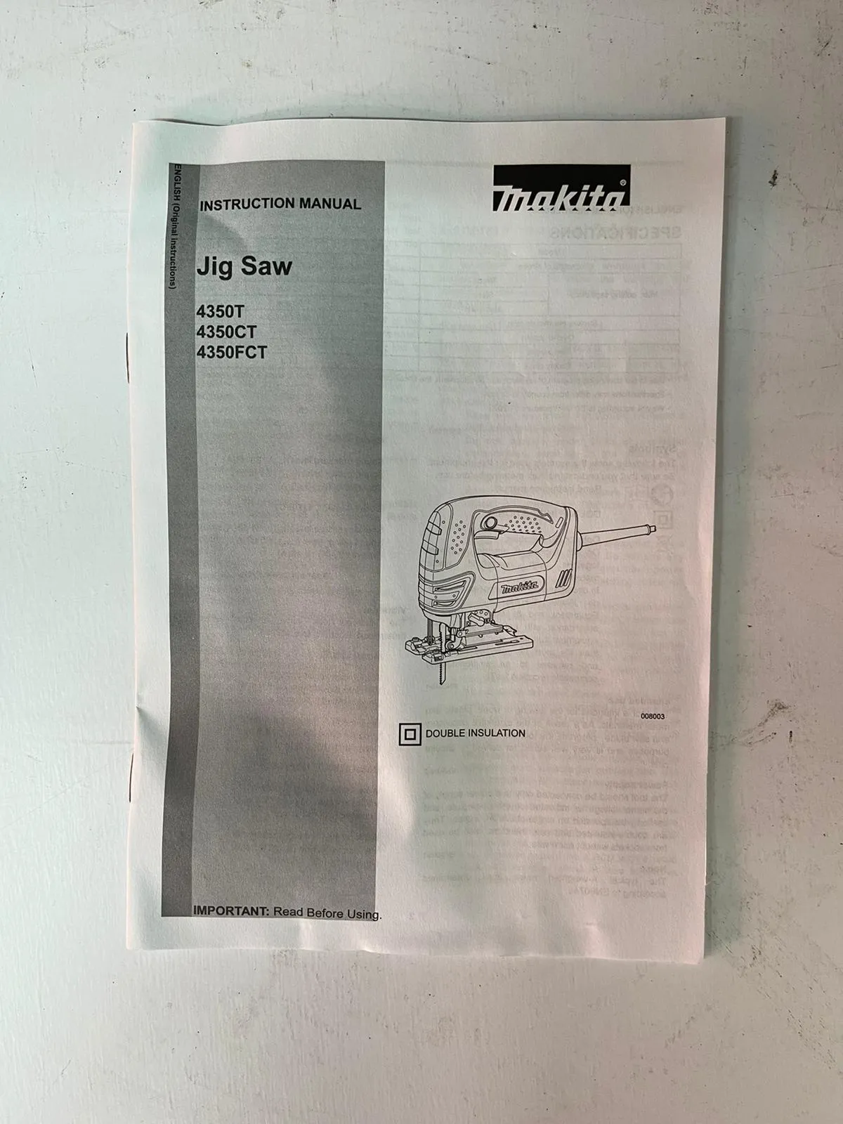 MAKITA AC JIG SAW 4350CT 720W | Model : M-4350CT (Discontinued. Replaced by JV0600K)
