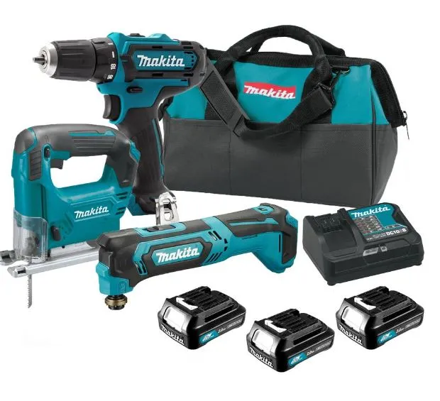 MAKITA CLX303SAX3 Cordless Combo 1 Drill.1 Jig Saw. 1 Multi Tools C/W 3Pcs 2Ah Battery | Model : M-CLX303SAX3 (Obsolete)