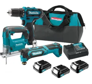 MAKITA CLX303SAX3 Cordless Combo 1 Drill.1 Jig Saw. 1 Multi Tools C/W 3Pcs 2Ah Battery | Model : M-CLX303SAX3 (Obsolete)
