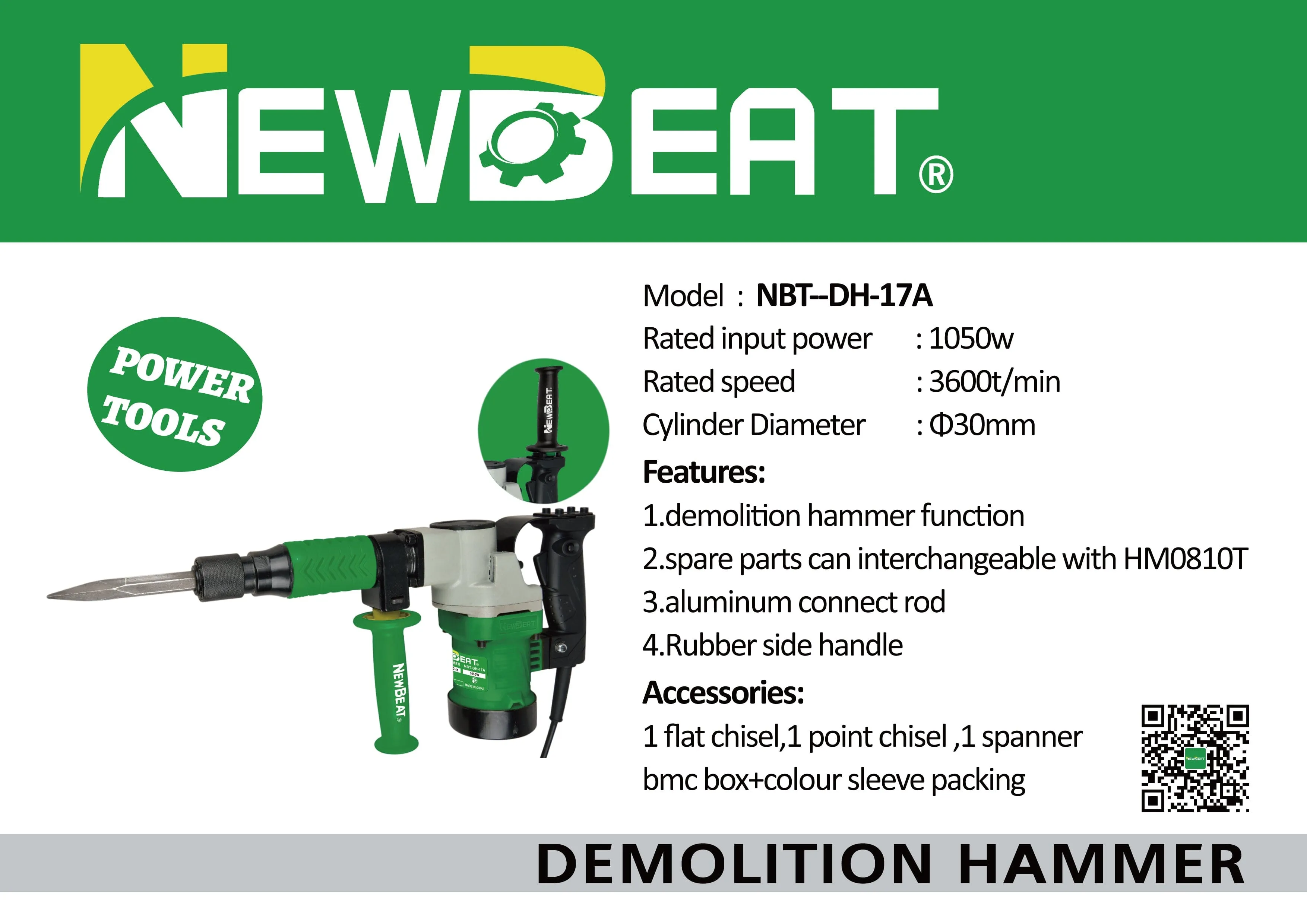 NEWBEAT 1050W Demoliton Hammer/Breaker (0810) | Model : NBT-DH-17A