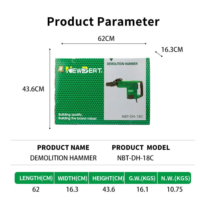 Newbeat 1500W Demoliton Hammer/Breaker (11E) | Model : NBT-DH-18C