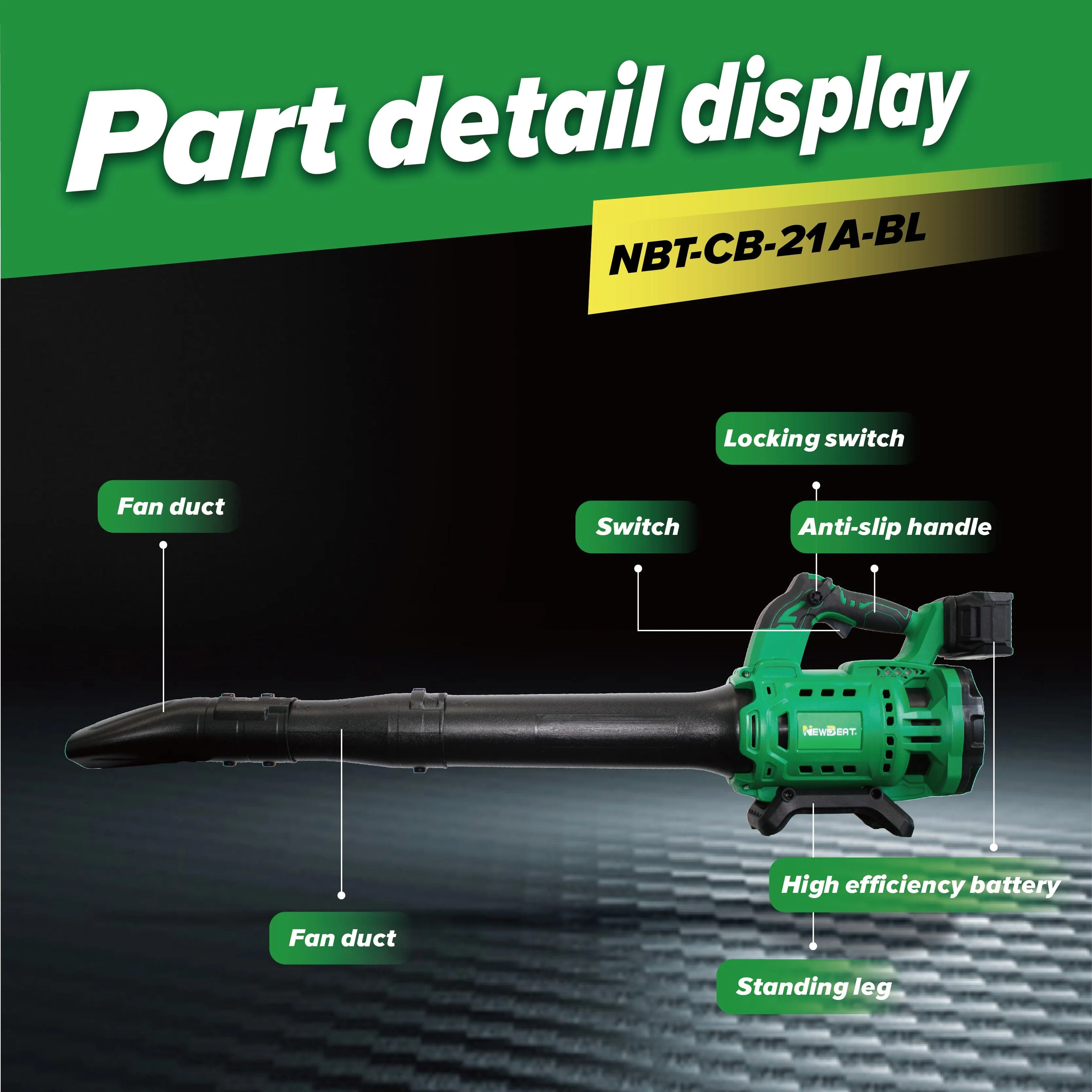 Newbeat 21V Cordless Blower C/W 2 Battery and 1 Charger | Model : NBT-CB-21A-BL