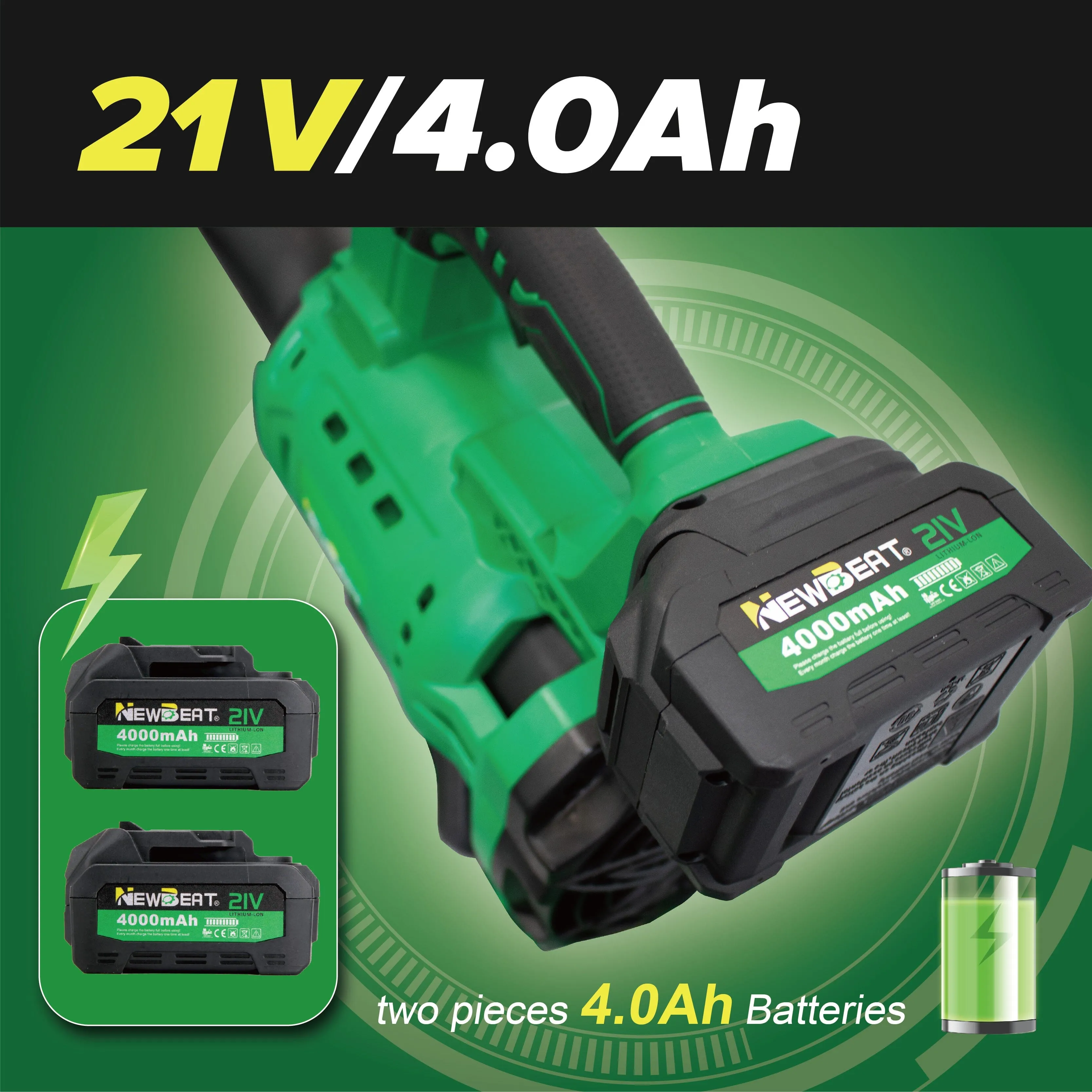 Newbeat 21V Cordless Blower C/W 2 Battery and 1 Charger | Model : NBT-CB-21A-BL