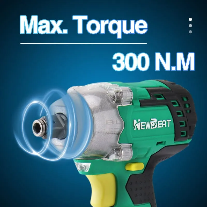 NEWBEAT 21V Cordless Impact Wrench (Brushless) 300N.m C/W 2 Battery & 1 Charger  | Model : NBT-CIW-21B