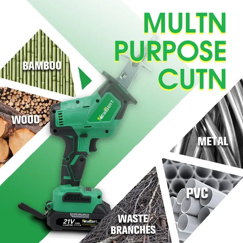 Newbeat 21V Cordless Reciprocating Saw C/W 2 Battery and 1 Charger | Model : NBT-CRS-21B-BL