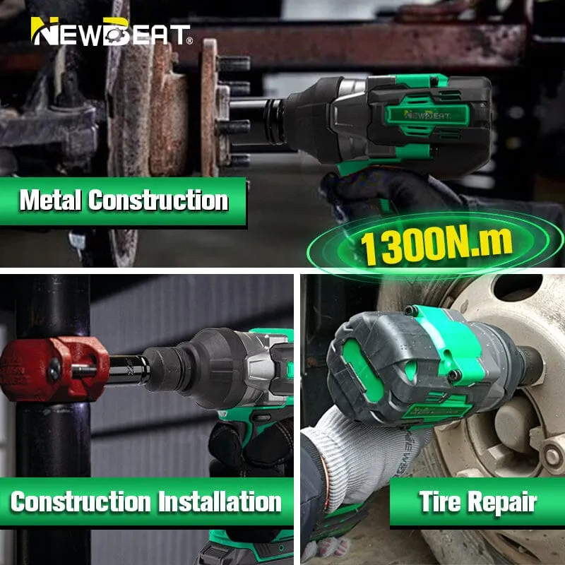 Newbeat 3/4 Cordless Impact Wrench (BL) SQ DR 21V 1300N.m C/W 2 Battery and 1 Charger | Model: NBT-CIW-21G-1300