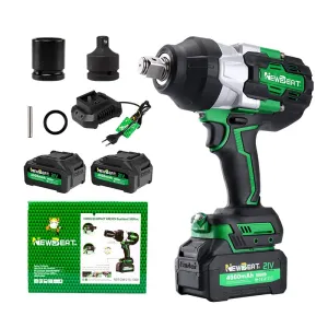 Newbeat 3/4 Cordless Impact Wrench (BL) SQ DR 21V 1300N.m C/W 2 Battery and 1 Charger | Model: NBT-CIW-21G-1300