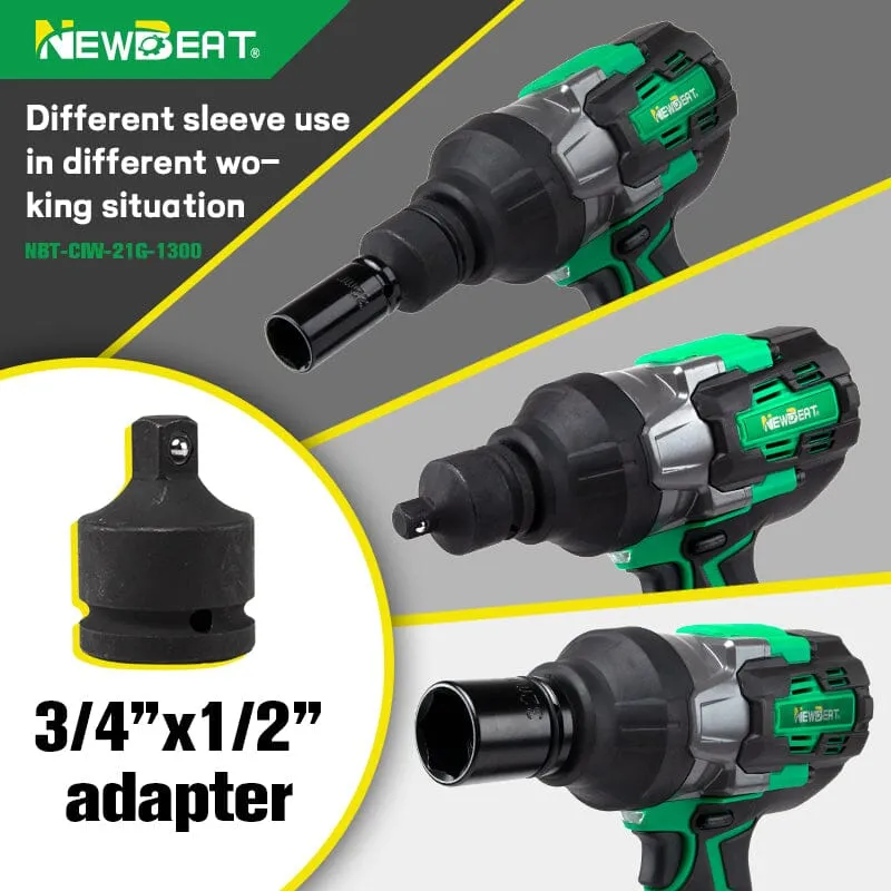 Newbeat 3/4 Cordless Impact Wrench (BL) SQ DR 21V 1300N.m C/W 2 Battery and 1 Charger | Model: NBT-CIW-21G-1300