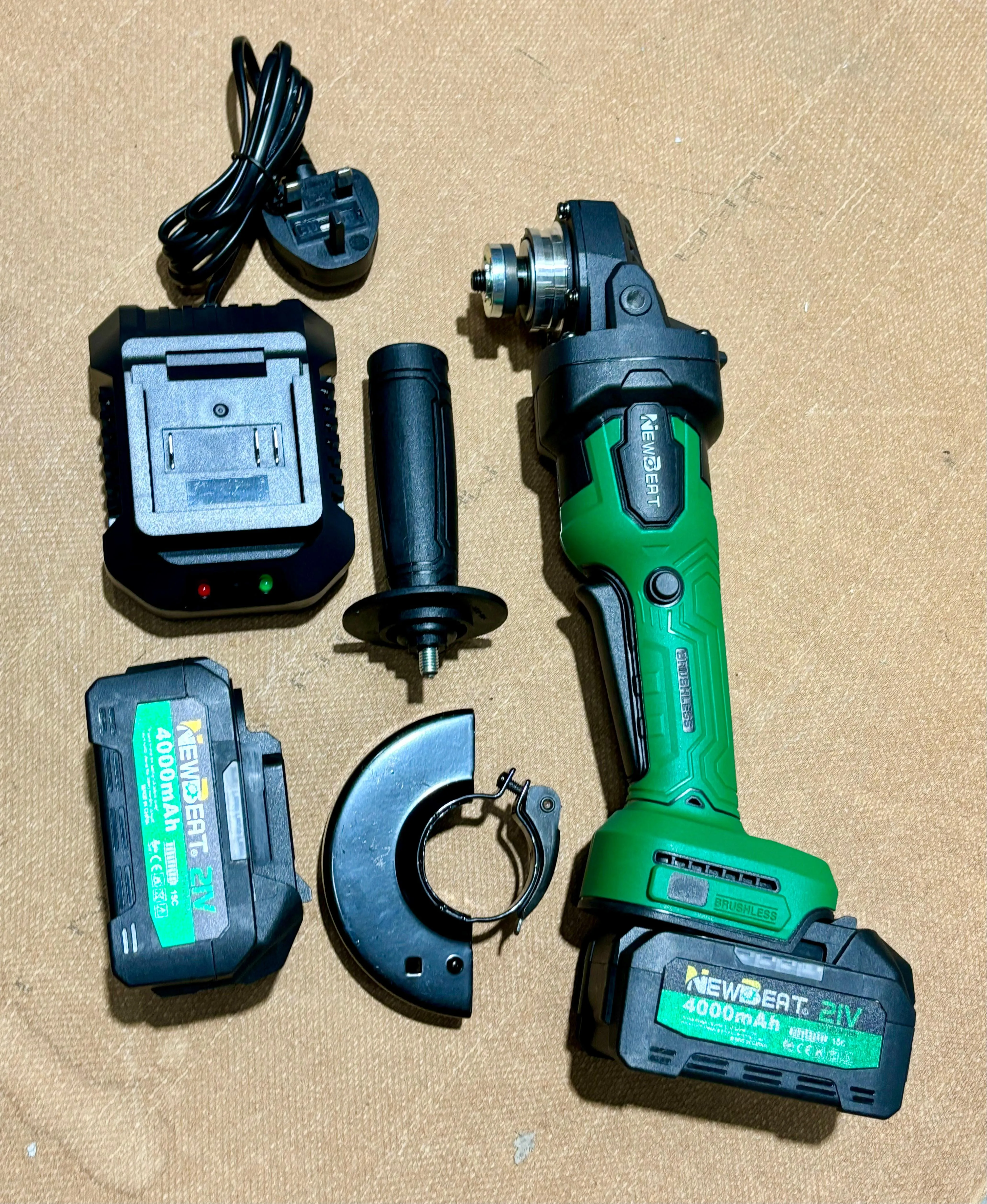 Newbeat 4 21V Cordless Angle Grinder (BL) C/W 2 Battery & 1 Charger | Model: NBT-CAG-100H