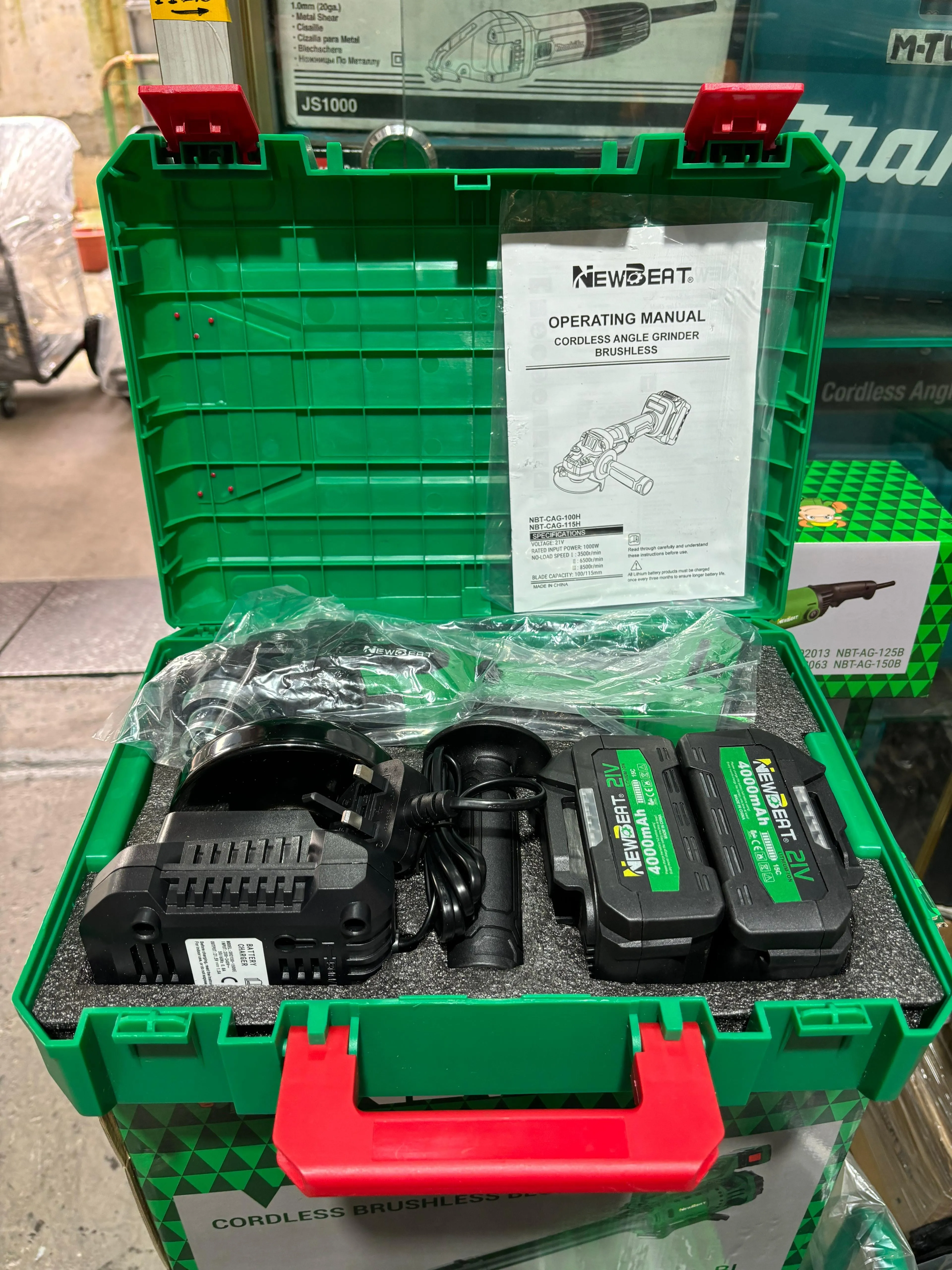 Newbeat 4 21V Cordless Angle Grinder (BL) C/W 2 Battery & 1 Charger | Model: NBT-CAG-100H