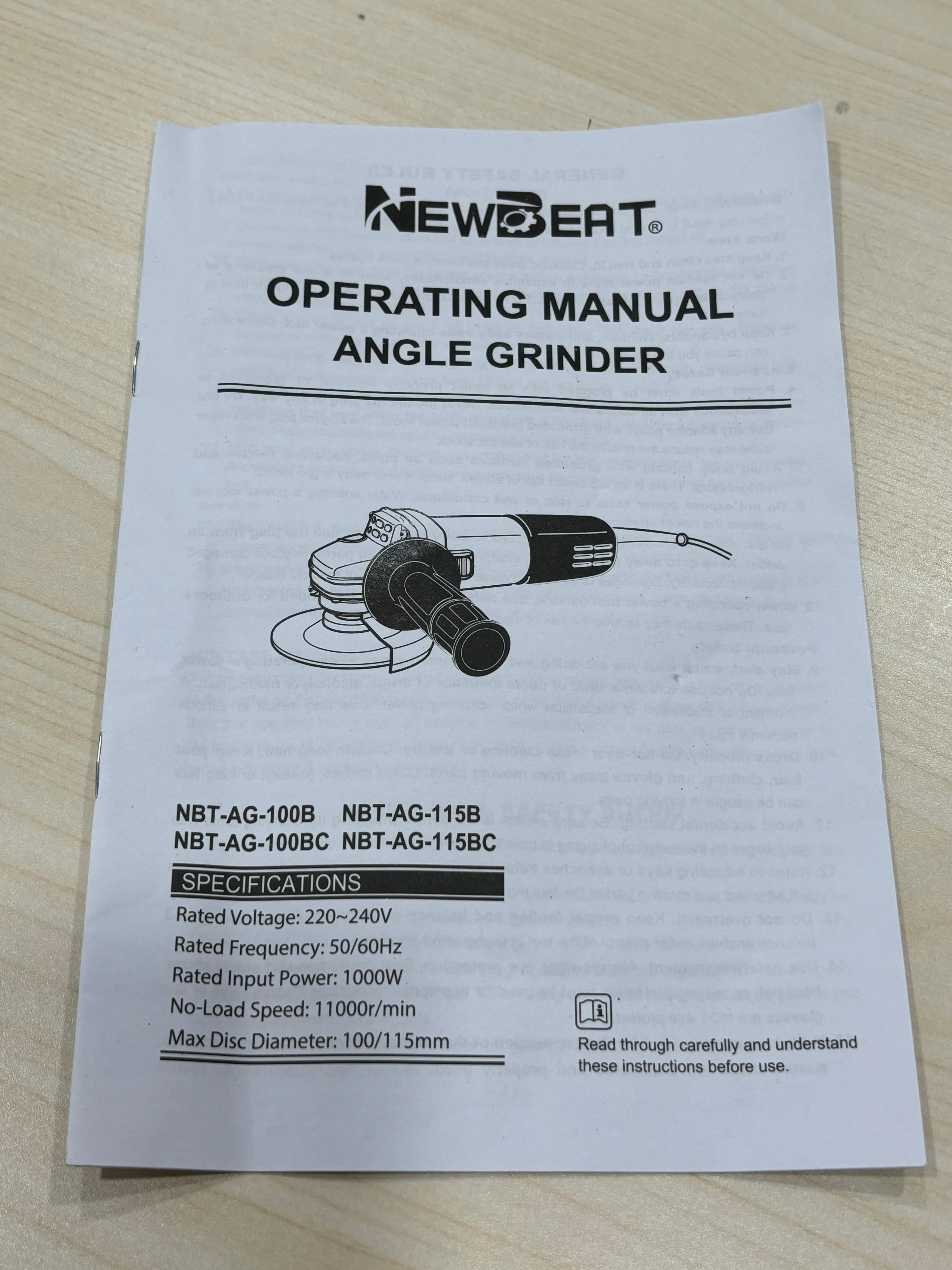 NEWBEAT 4 Angle Grinder 1000W (Side Switch) | Model : NBT-AG-100BC
