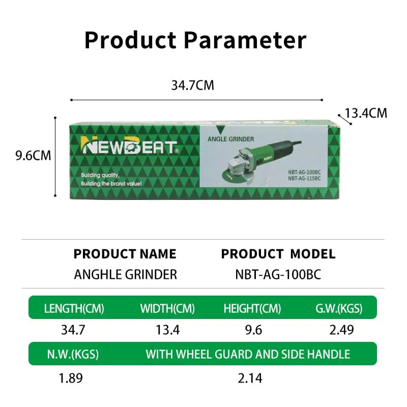 NEWBEAT 4 Angle Grinder 1000W (Side Switch) | Model : NBT-AG-100BC
