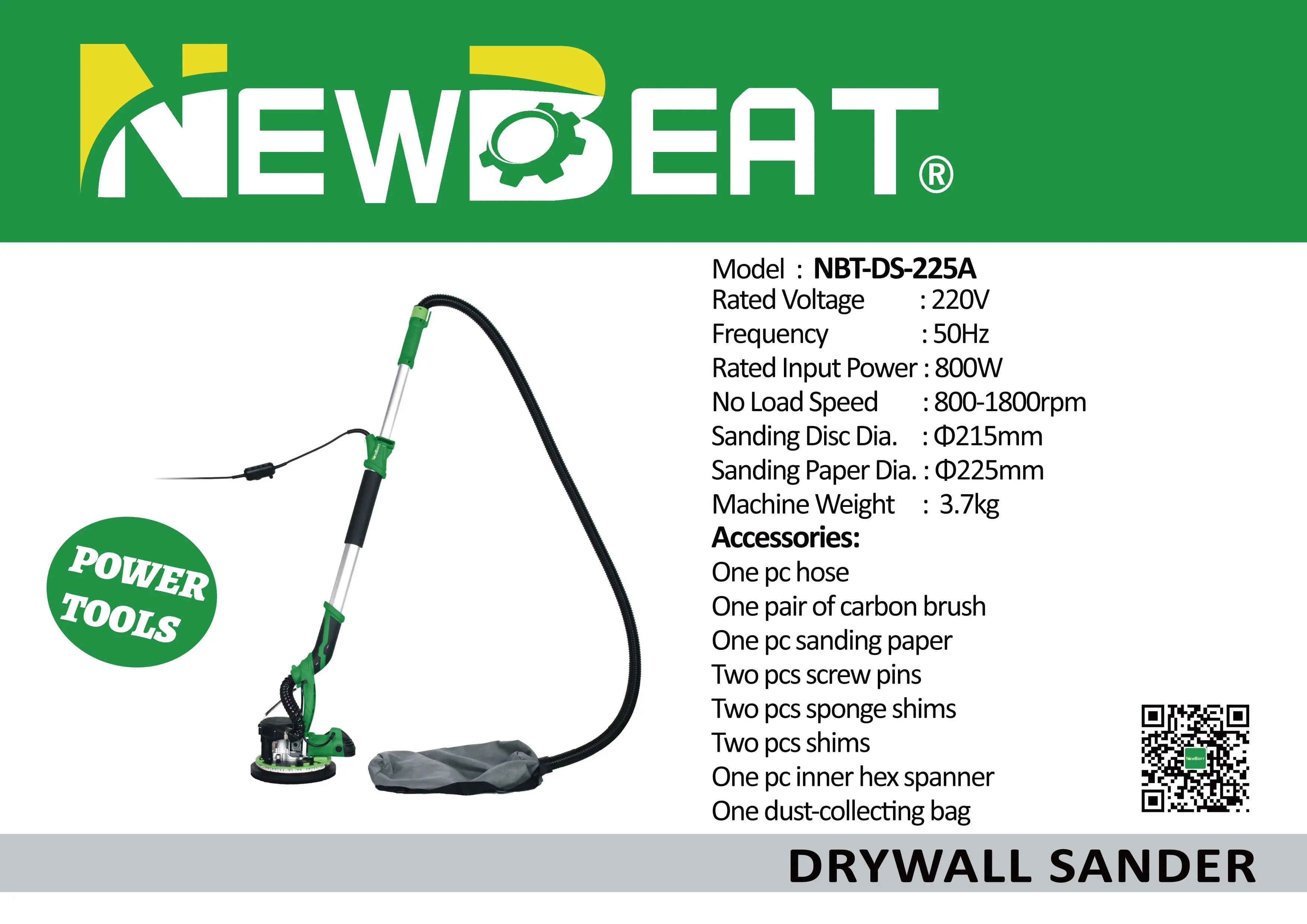 NEWBEAT 80W Drywall Sander 215MM   | Model : NBT-DS-225A