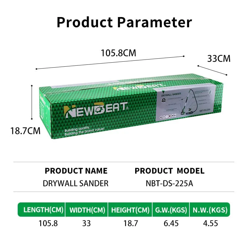 NEWBEAT 80W Drywall Sander 215MM   | Model : NBT-DS-225A