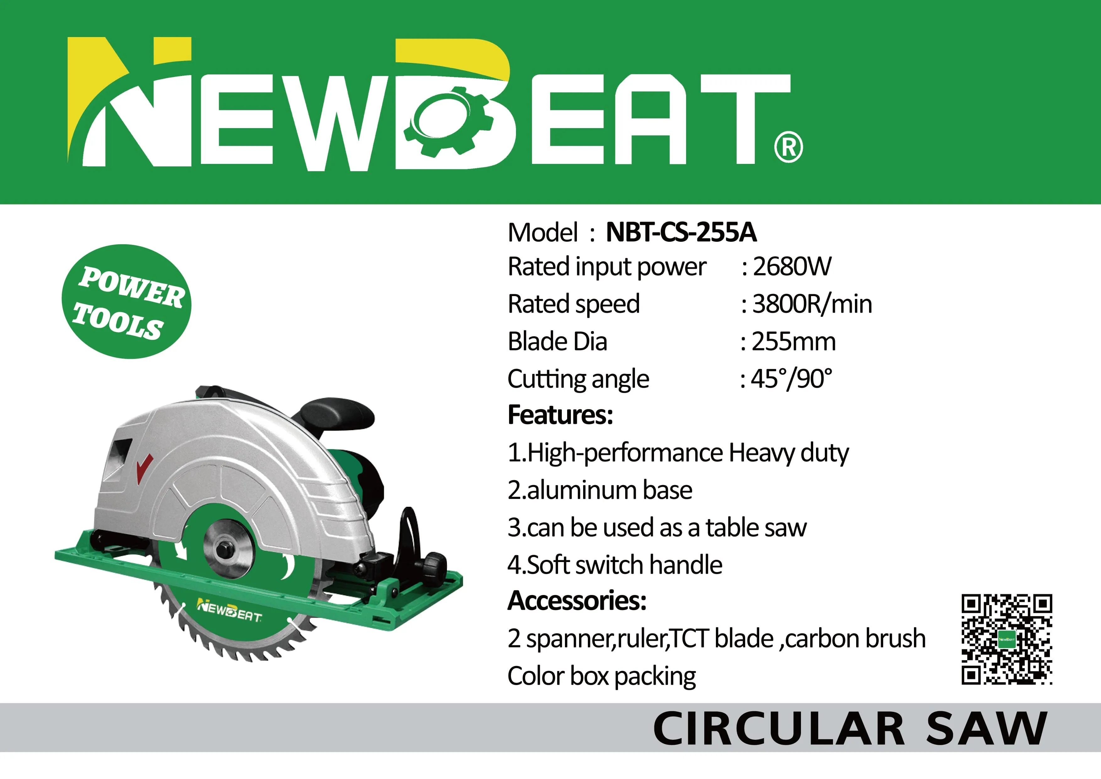 NEWBEAT Electric Circular Saw 305mm 2800W | Model: NBT-CS