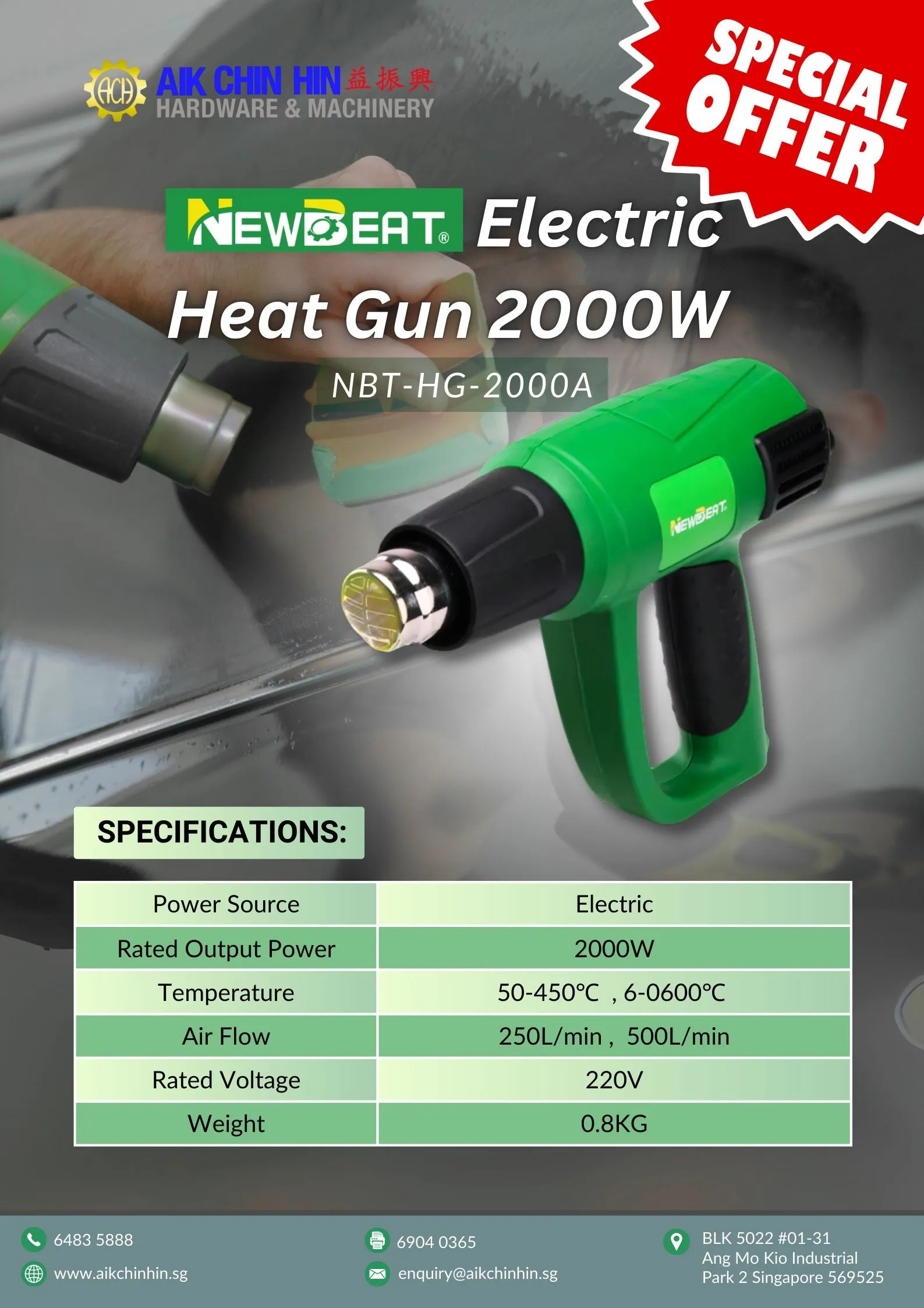 Newbeat Electric Heat Gun 2000W | Model: NBT-HG-2000A
