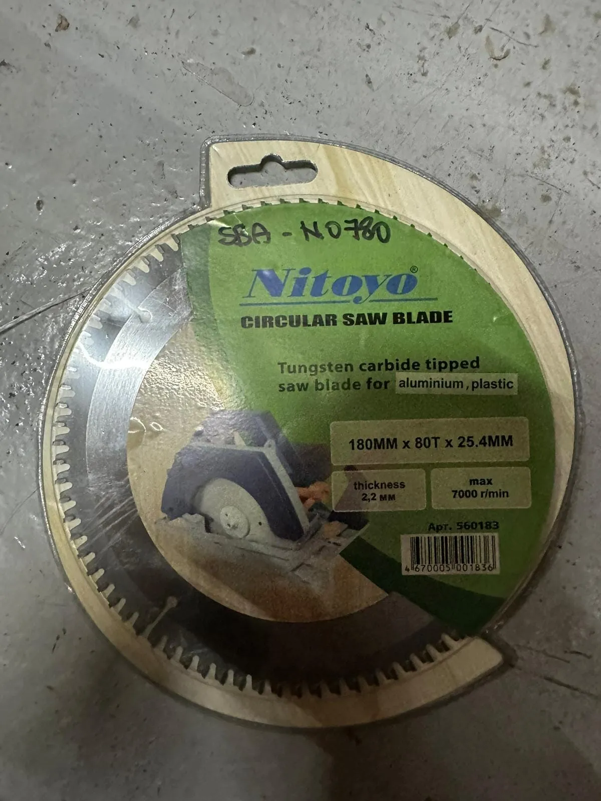 Nitoyo 7 80T TCT Circular Saw Blade for Aluminium. Plastic | Model : SBA-N0780