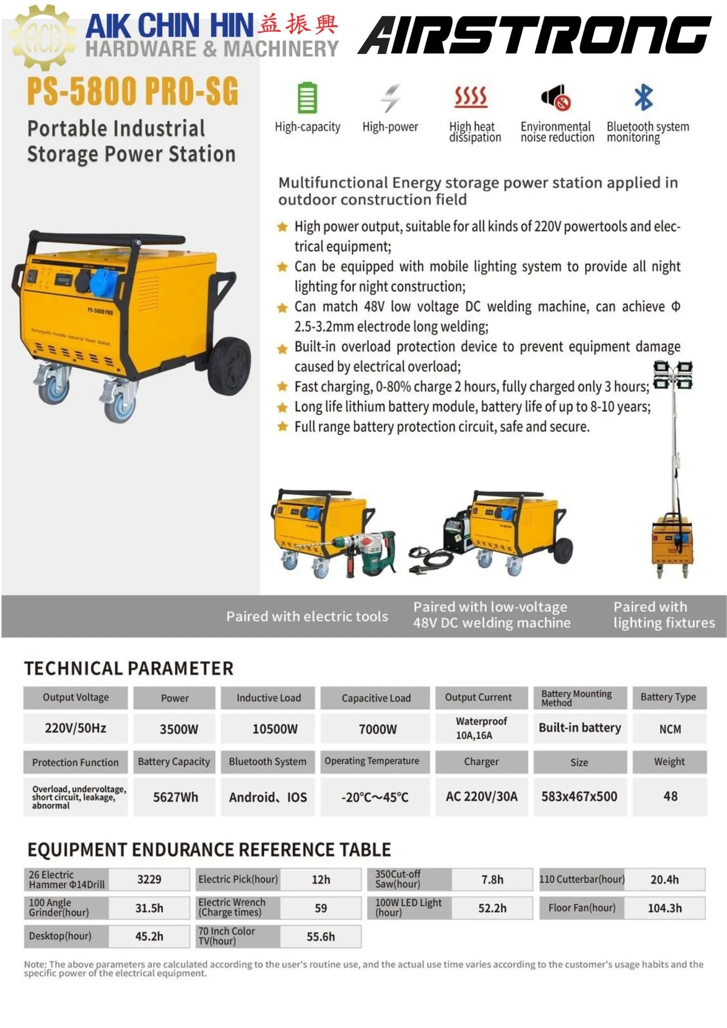 Portable Battery Generator Power Bank Energy Storage Industrial Power Station | Model : ZKPS-5800PRO