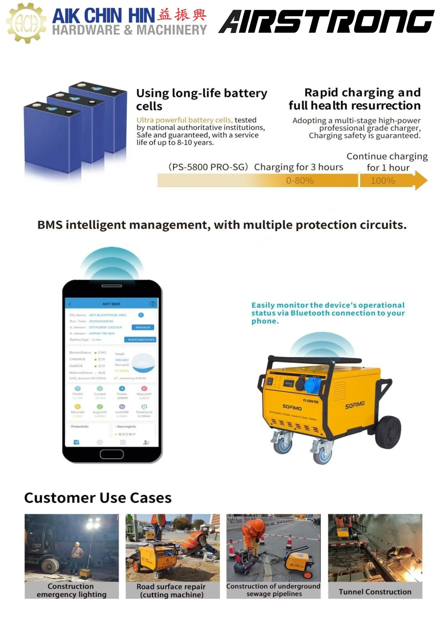 Portable Battery Generator Power Bank Energy Storage Industrial Power Station | Model : ZKPS-5800PRO