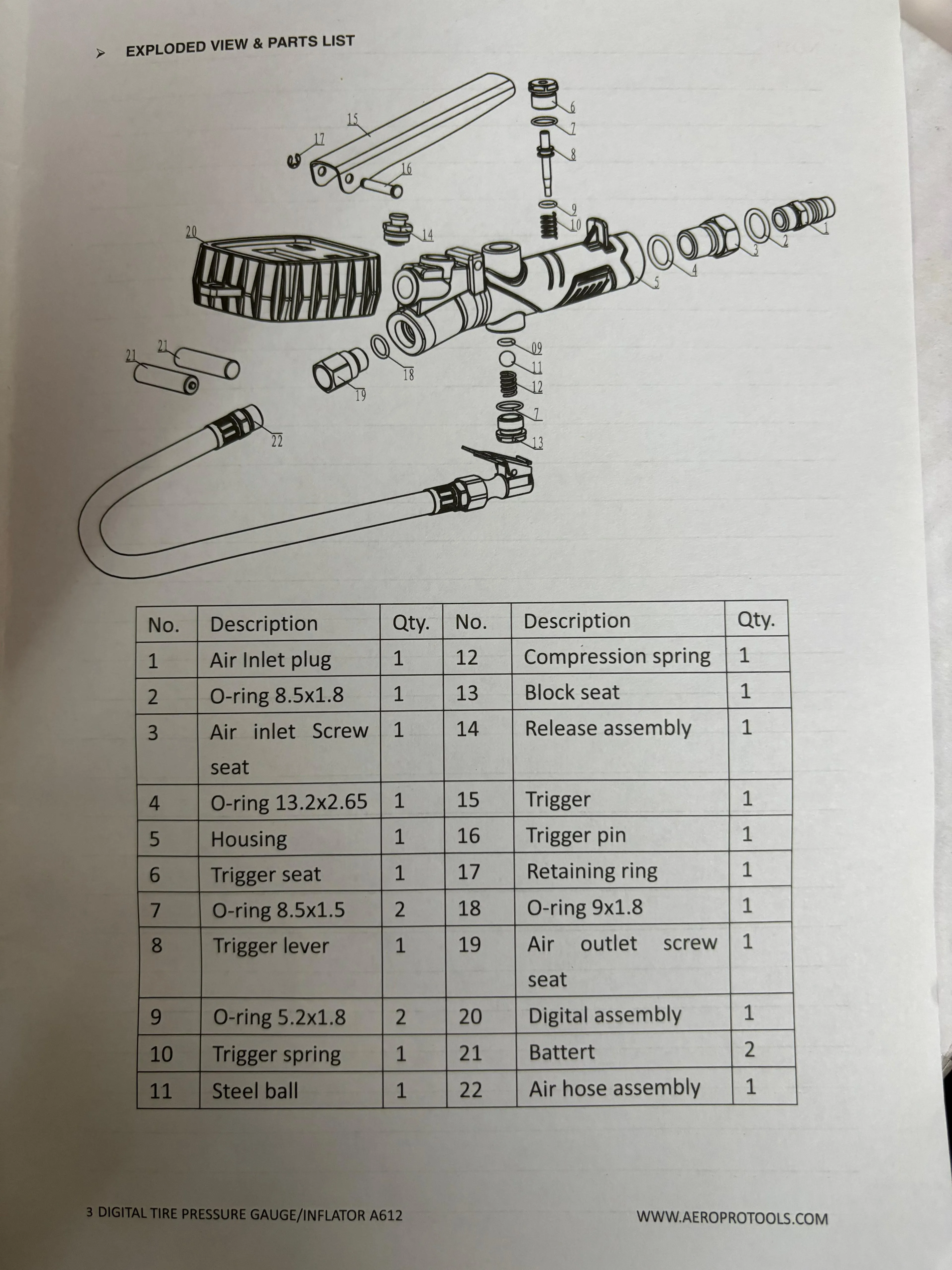 Rong Peng Aeropro Tyre Inflating Inflator Gun with Digital Display Gauge | Model : SG-A612
