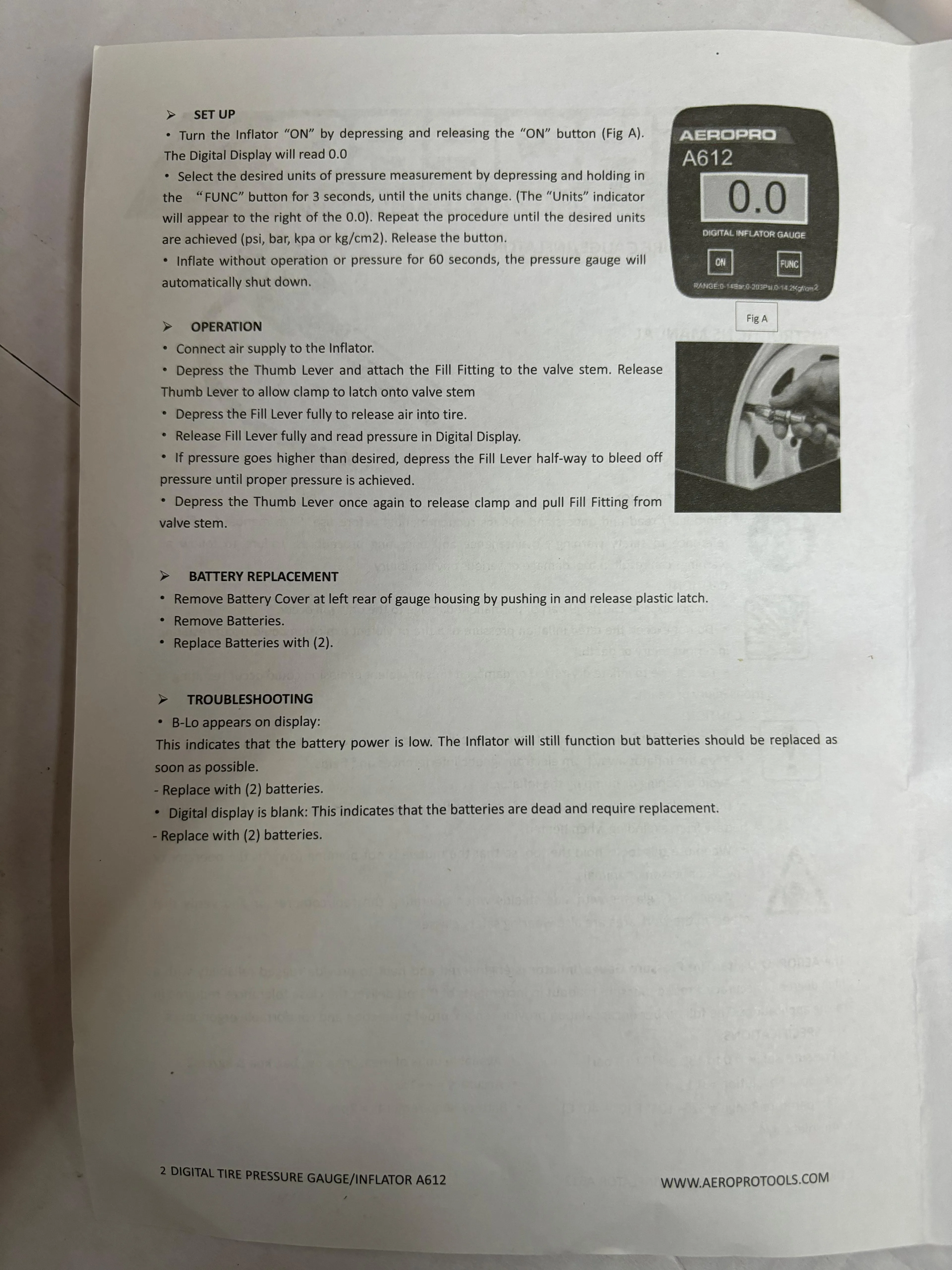 Rong Peng Aeropro Tyre Inflating Inflator Gun with Digital Display Gauge | Model : SG-A612