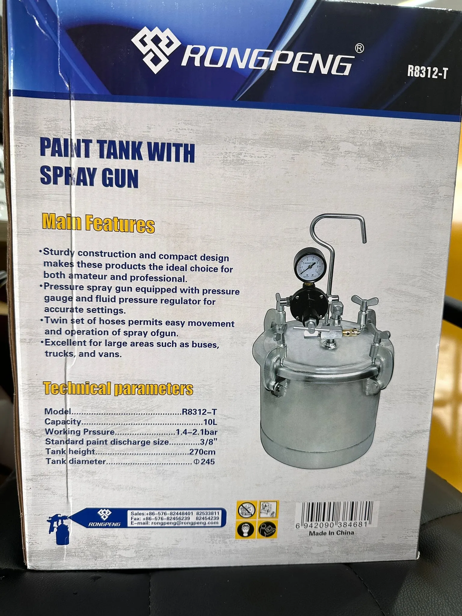 Rong Peng Spray Paint Tank 10L 2-1/4G With spray gun | Model : SG-RP8312