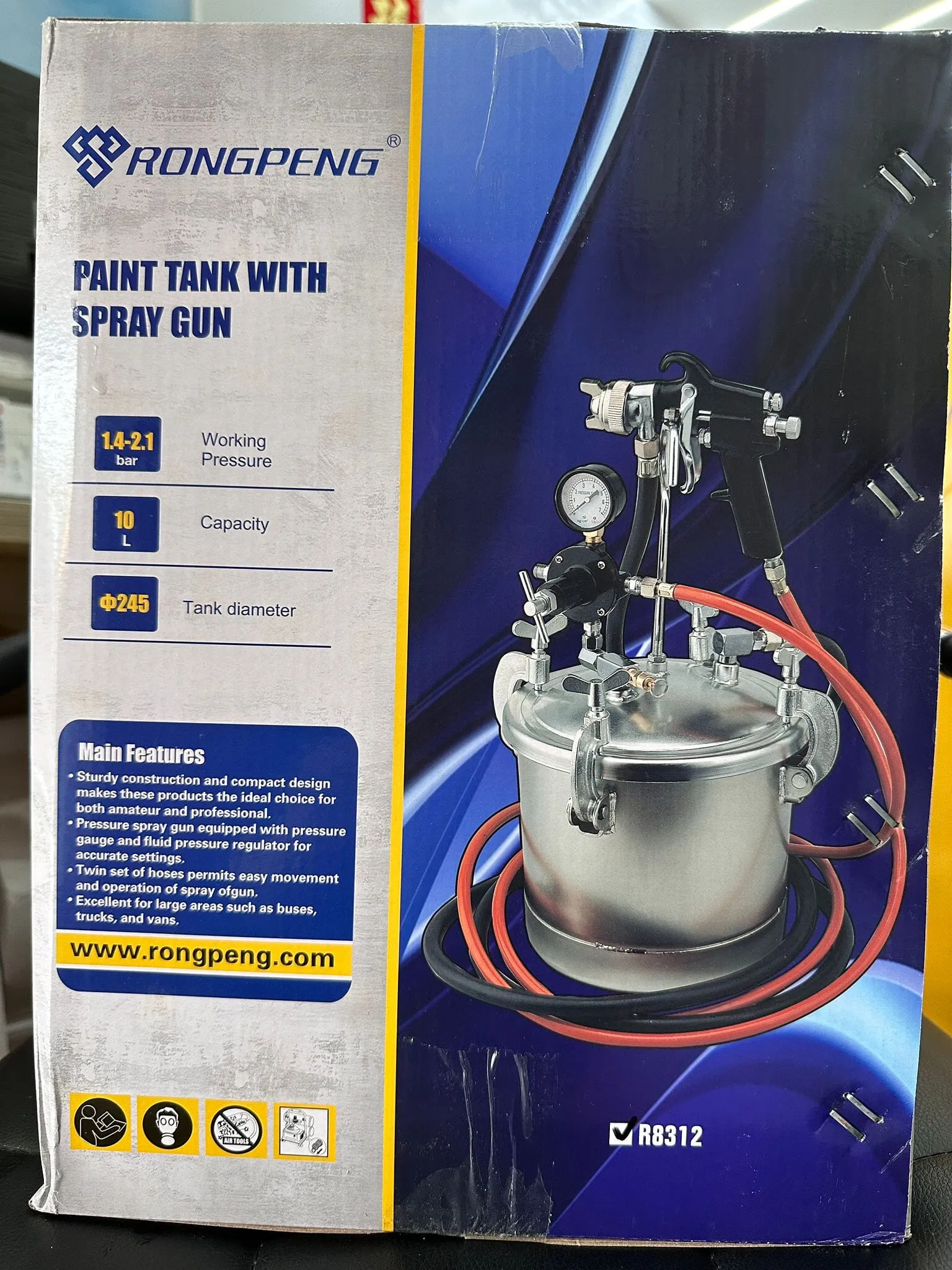 Rong Peng Spray Paint Tank 10L 2-1/4G With spray gun | Model : SG-RP8312