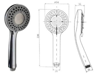 Selleys Premium Chrome Shower Head/Set (3 Function) | Model : SEY-S6008