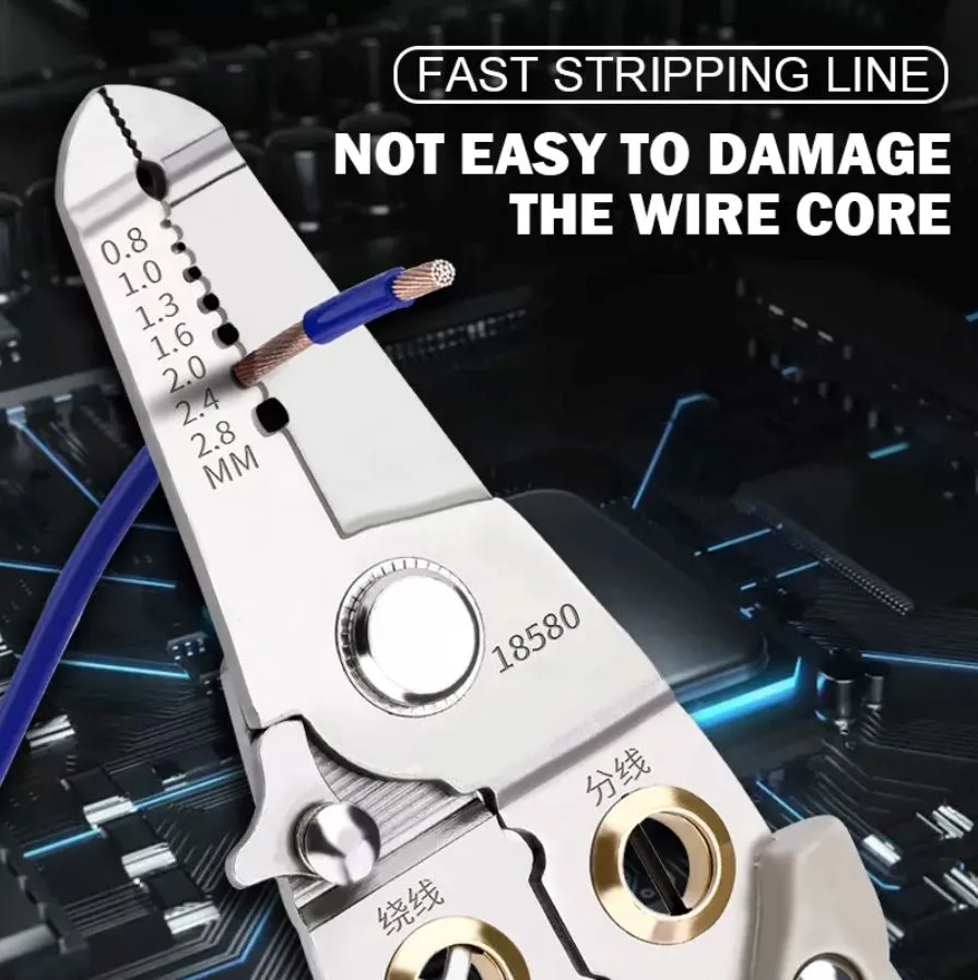 Stainless Steel Multi Wire Stripper 7 (0.8-3.2mm) | Model: WS1-YM-MT