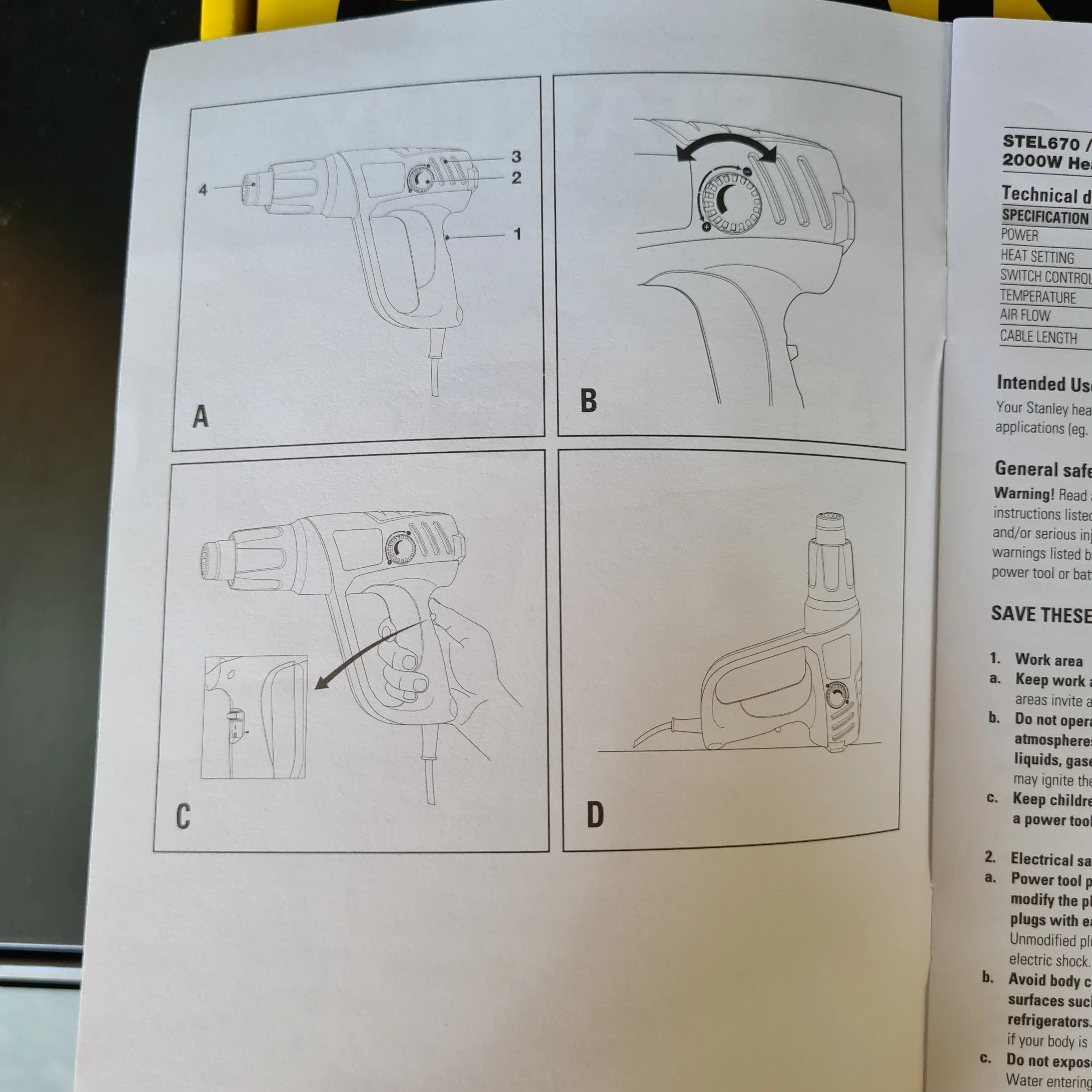 Stanley 2000W Heat Gun with Temperature Control | Model : STEL670-XD