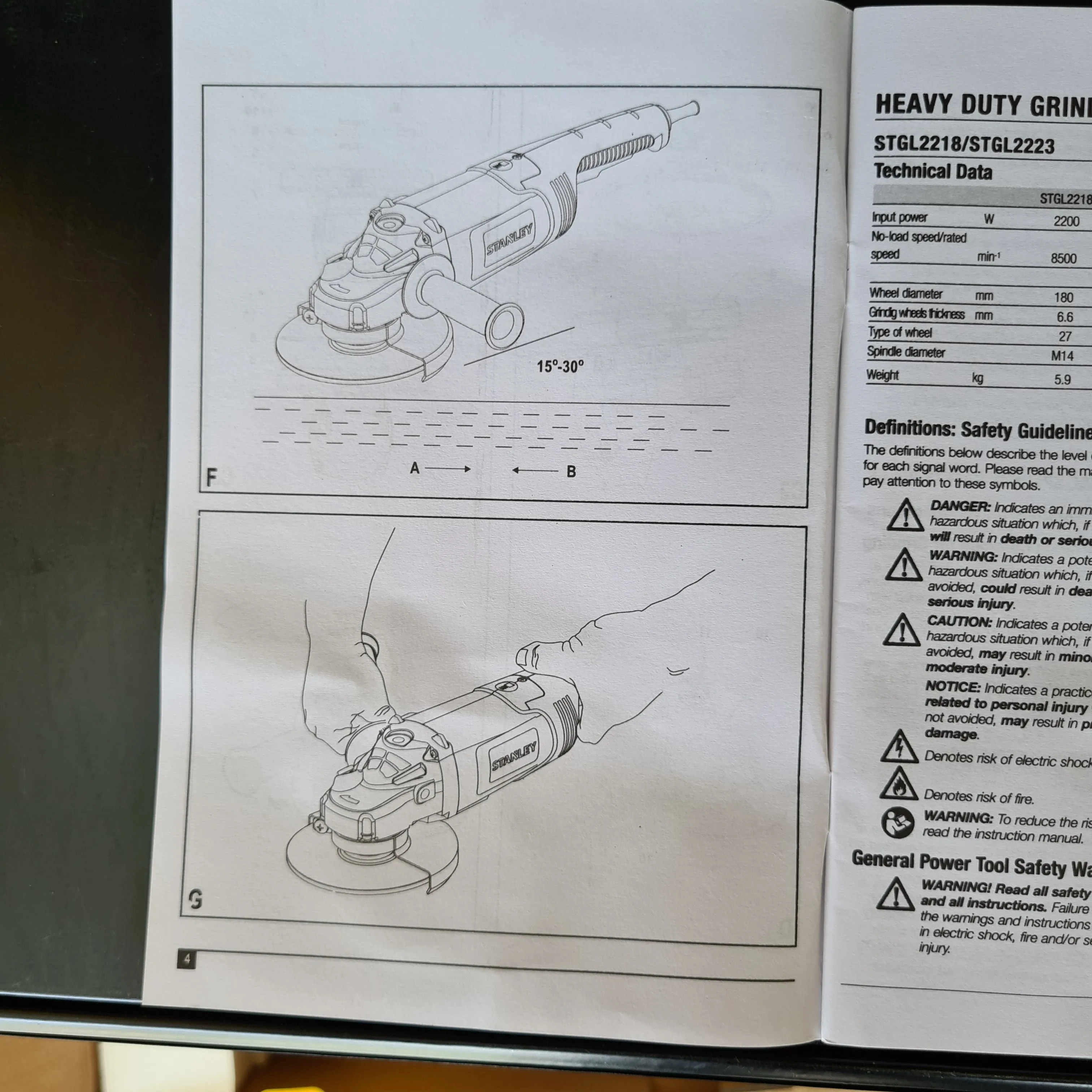 Stanley 7 2200W 180mm Angle Grinder (Disc Grinding Machine) | Model : STGL2218-B1