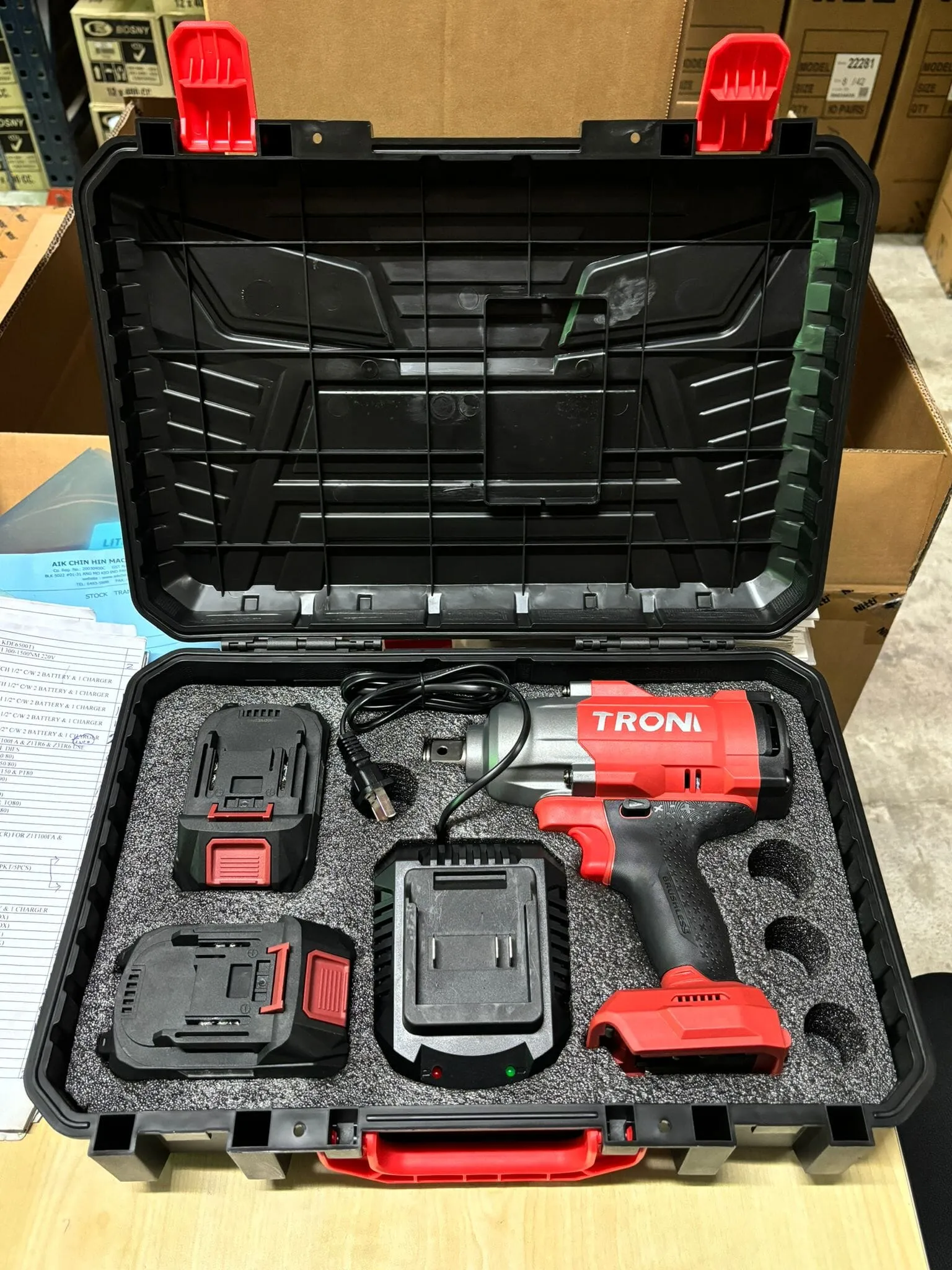 TROM 20V Cordless Impact Wrench 3/4 C/W 2 Battery & 1 Charger  | Model : PB1600