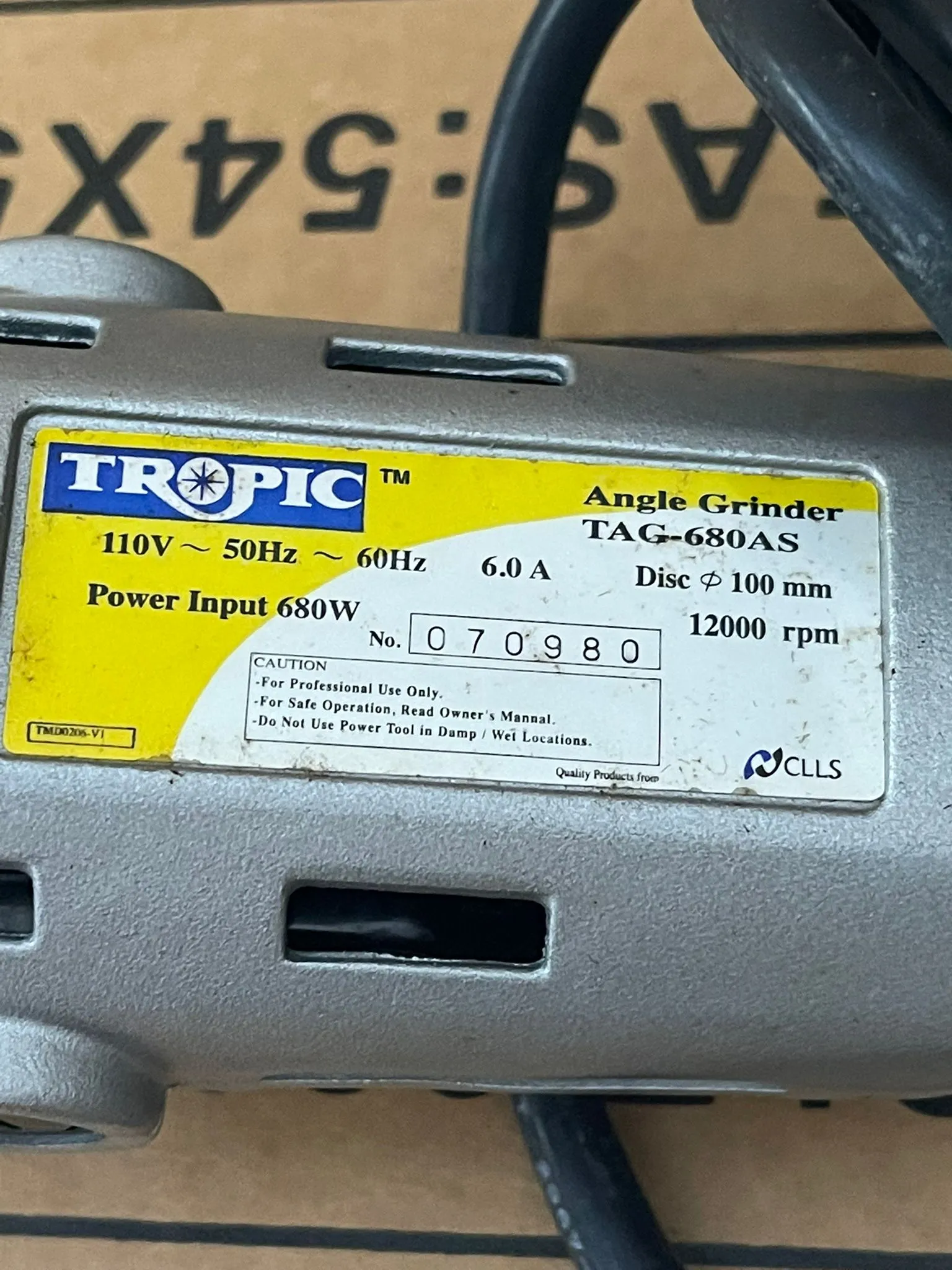 Tropic 4 680W 110V Grinder  TAG-680AS | Model : T-TAG680AS